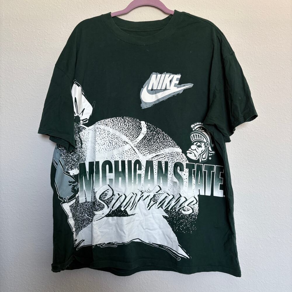 Michigan State Spartans XXL Green Basketball Graphic Shirt 90s Athlesiure Nike